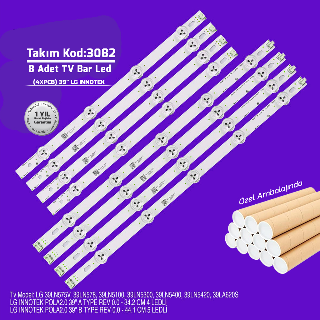 39''  Lg Innotek Pola2.0 39 A B Type Lg 8adet Tv Led Bar