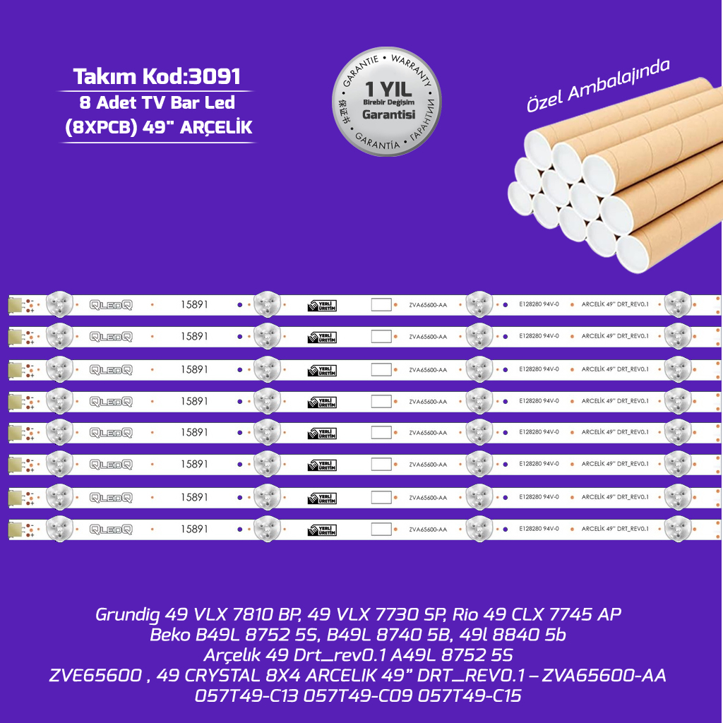 49'' 49 Drt Rev0.1 Arçelik 49l 8840 5b 057T49-C15 8adet Tv Bar Led
