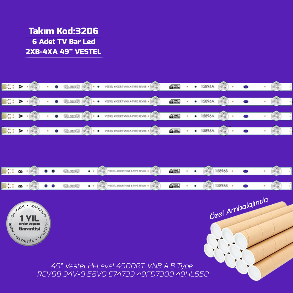 49" Vestel Hi-Level 490DRT VNB A B Type REV08 94V-0 55VO E74739 49FD7300 49HL550