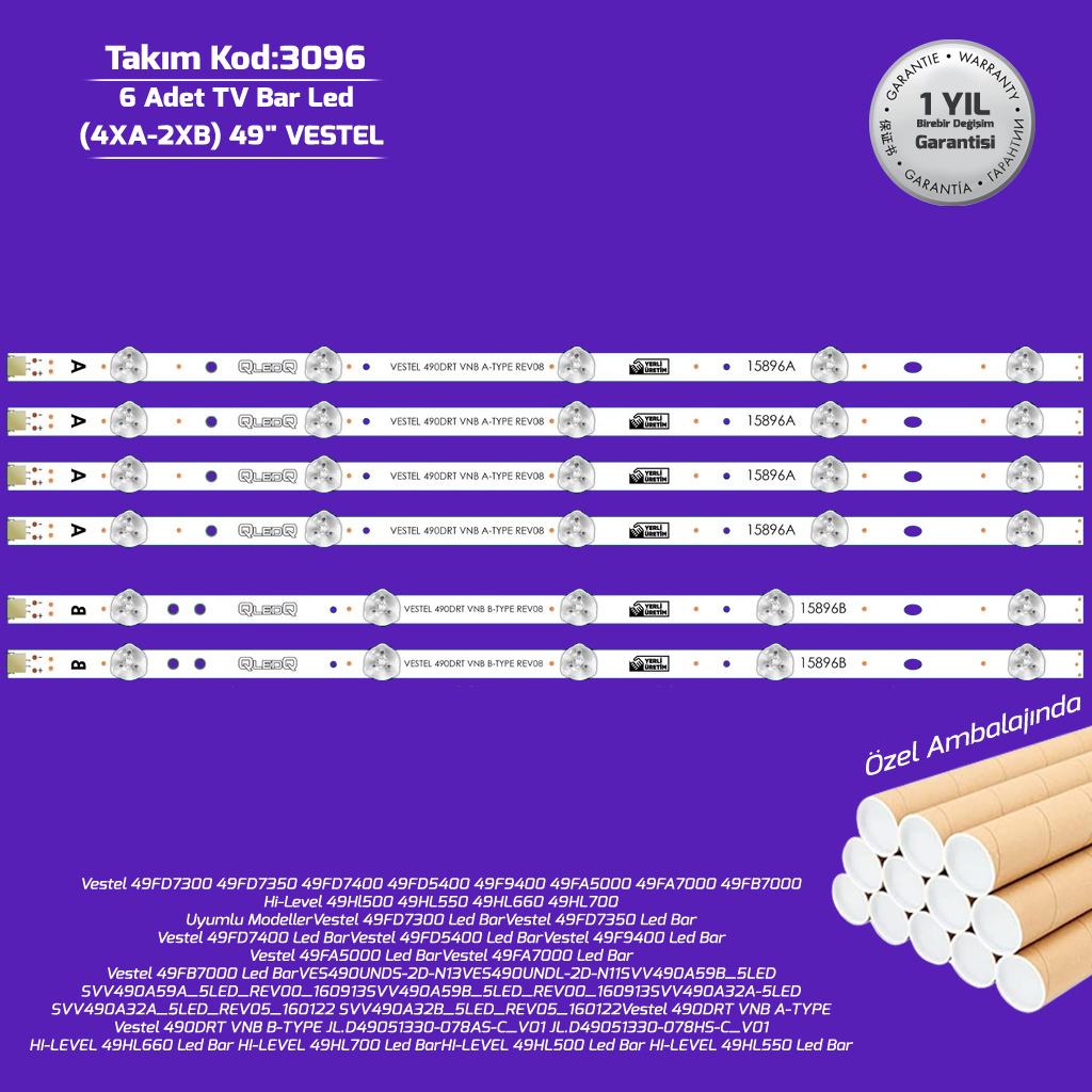 49'' 490Drt Vnb A B Type Rev08 49HL550 Vestel 6adet Tv Bar Led