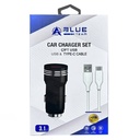 Araç Şarj Adaptörü Type-C Çift Girişli Fast Charger 3.1a Hızlı BlueTeam BCC-03Type-C TK