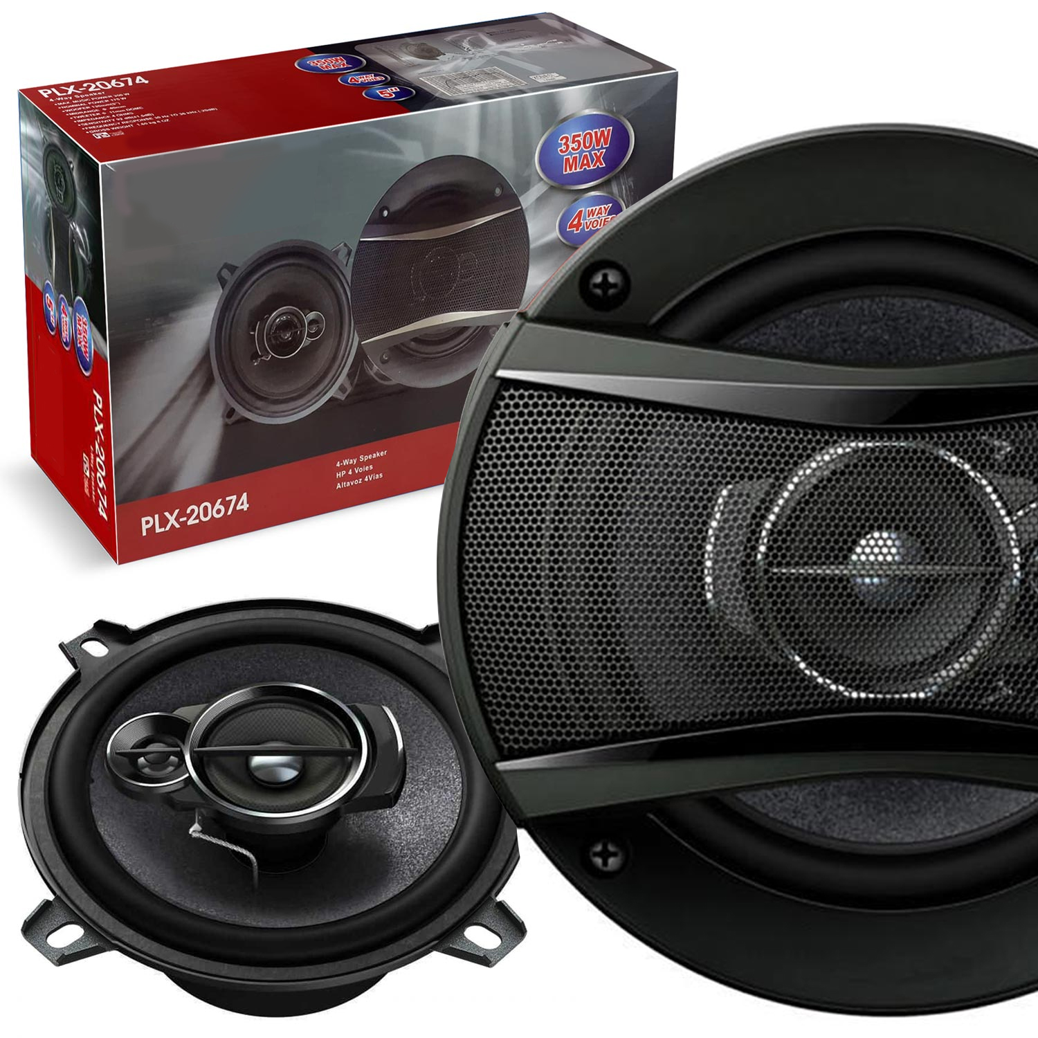 【おみっきー】2台 13cm Oto Hoparlör Koaksiyel 350w Tweeterli Kapaklı 2 Adet Plx