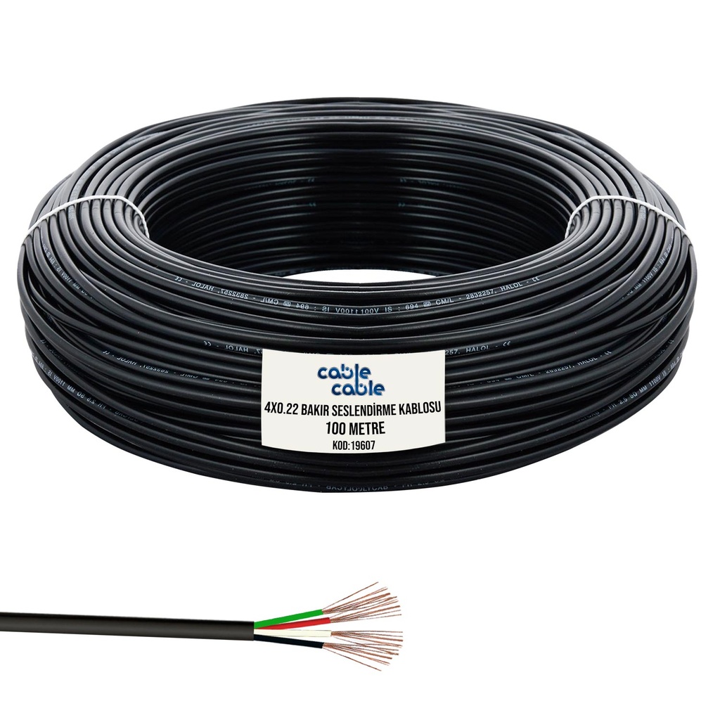 Seslendirme Kablosu 4x0.22 mm Bakır Siyah 1.25mt Poke Pk-1293