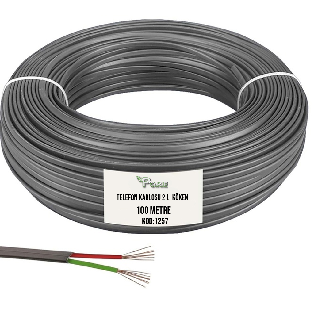Telefon Kablosu İkili Köken Gri 100mt Poke Pk-1257