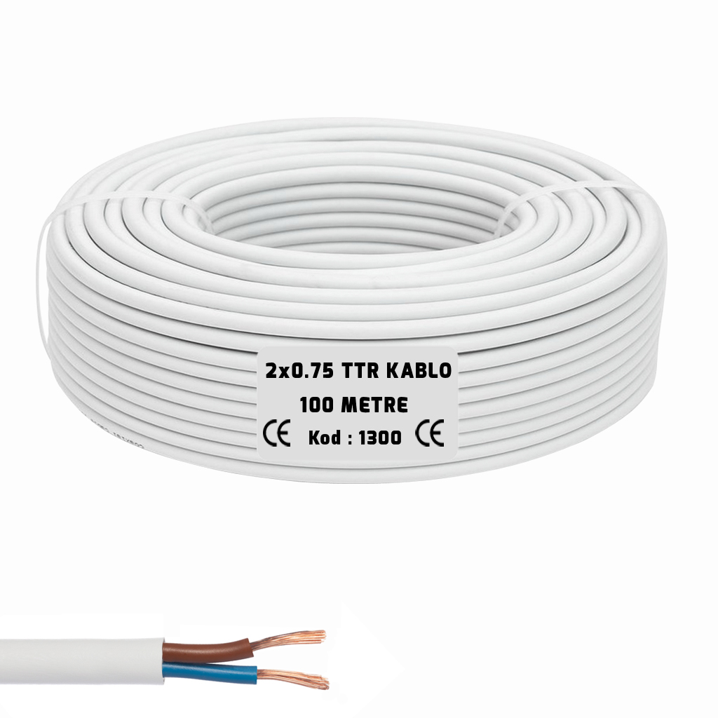 2x0.75 TTR Seslendirme Kablosu Beyaz 100mt BRK-275B