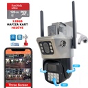 128GB Hafıza Kartlı Wifi PTZ Akıllı 2 Kamera Gece Renkli Sesli Dış Mekan 1080p Rose AHD-30180-128GB