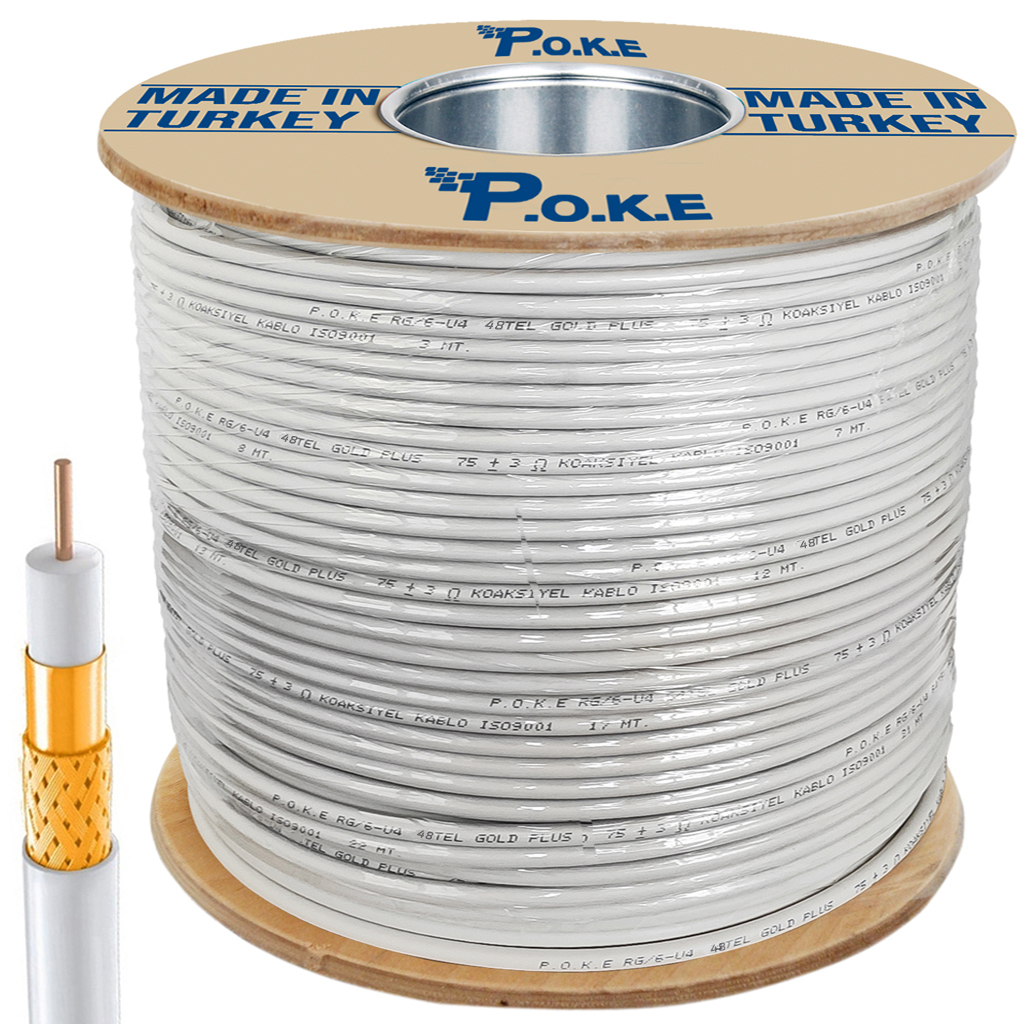 Anten Kablosu Gold RG6/U4 48Tel 0.80 500mt Poke PK-1355